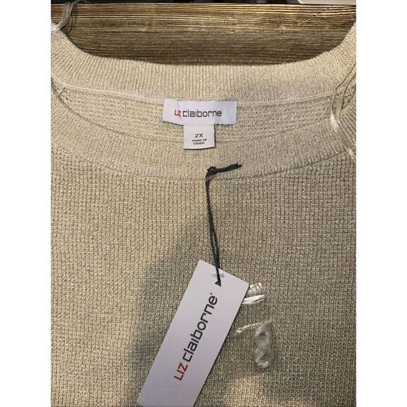 Liz Claiborne Gold Metallic Crema Sweater. Size XXL. Shimmering Gold. NWT. 11 - Picture 4 of 11